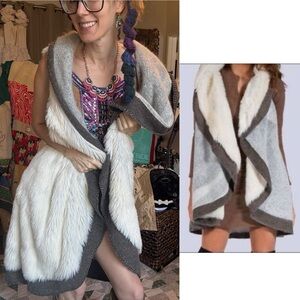 Natalia Romano Italian Virgin Wool vest Elegant Women's Faux Fur Trimmed Vest